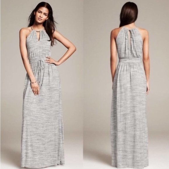 BANANA REPUBLIC SLEEVELESS MAXI DRESS IN HEATHER GRAY AND BLACK SIZE SMALL - Picture 1 of 13